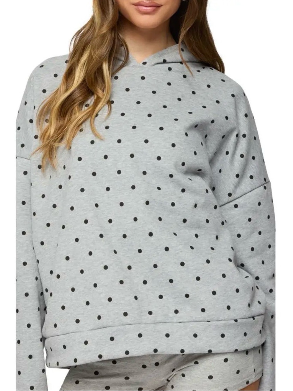 Edikted Gray & Black Polka Dot Hoodie Pullover